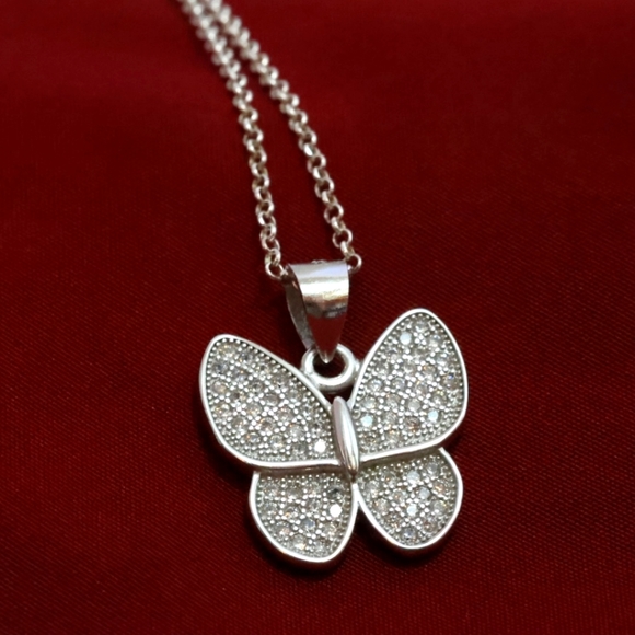 925 Sterling Silver Butterfly Necklace - Picture 3 of 8